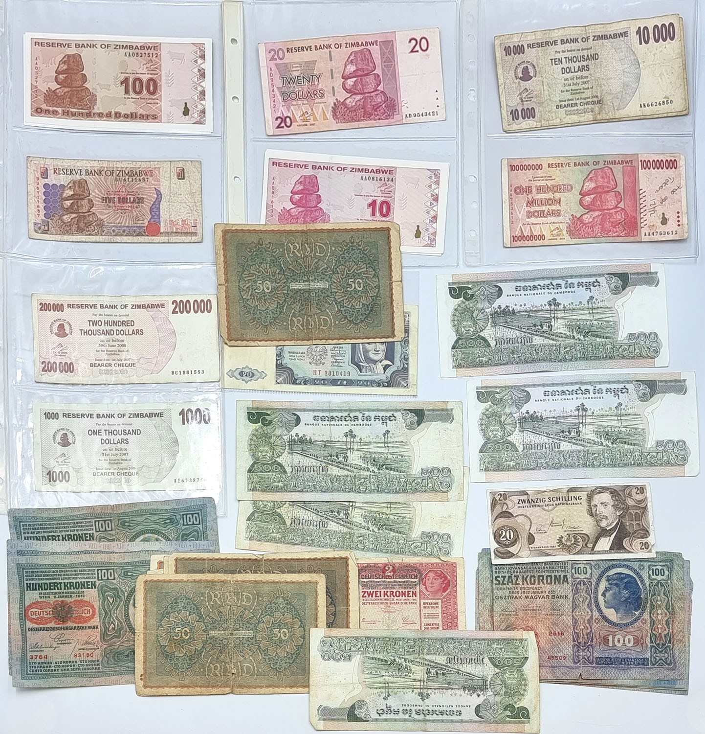 Świat - banknoty - Austria, Węgry, Niemcy, kraje afrykańskie ponad 200 sztuk - Egipt, Azja, Orient Ameryka Południowa